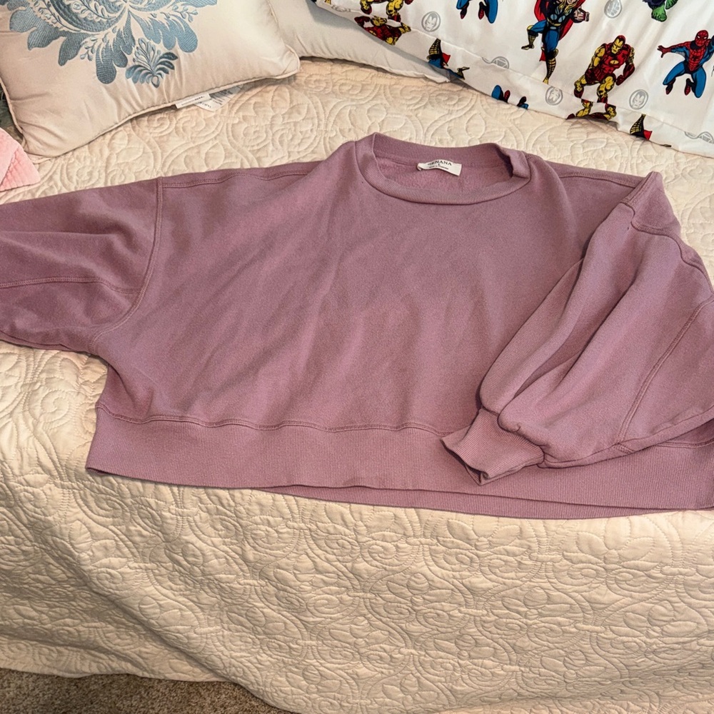 Zenana Outfitters Mauve Cropped Crew Neck Sweatshirt - Picture 3 of 4